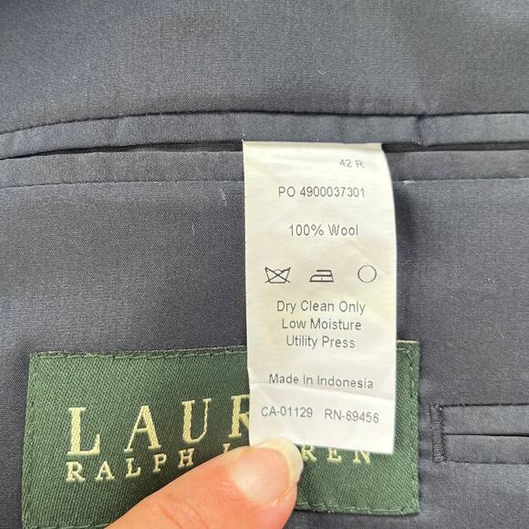 LAUREN RALPH LAUREN 100% Wool Mens Blazers Size 42R Navy 2 Gold Buttons Notch - Picture 12 of 15